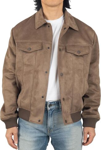 Alpine Swiss Blake Mens Vegan Suede Bomber Jacket Lightweight Slim Fit Casual Softshell Coat in Saudi Arabia