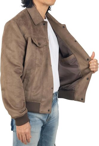 Alpine Swiss Blake Mens Vegan Suede Bomber Jacket Lightweight Slim Fit Casual Softshell Coat in Saudi Arabia