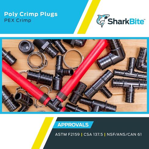 SharkBite 3/4 Inch Poly Crimp Plug, Pack of 25, PEX Pipe, PE-RT, UP518 in Saudi Arabia