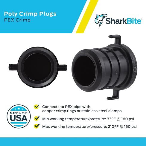 SharkBite 3/4 Inch Poly Crimp Plug, Pack of 25, PEX Pipe, PE-RT, UP518 in Saudi Arabia