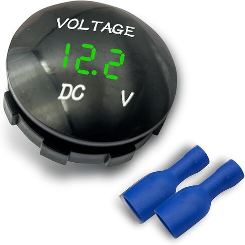 مقياس سيار فولتميتر ، 12 فولت -24 فولت شاشة رقمية Voltmeter ، مؤشر مراقبة طاقة السيارات المصغرة ، مؤشر عداد الجهد المقاوم للماء ، Universal for Cars Trucks Boats (LED خضراء) in Kuwait