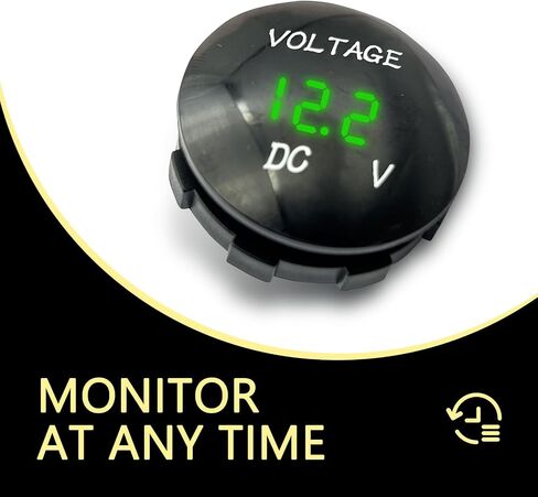 مقياس سيار فولتميتر ، 12 فولت -24 فولت شاشة رقمية Voltmeter ، مؤشر مراقبة طاقة السيارات المصغرة ، مؤشر عداد الجهد المقاوم للماء ، Universal for Cars Trucks Boats (LED خضراء) in Kuwait