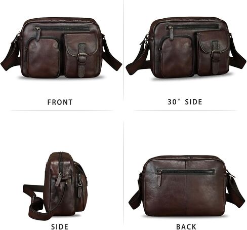 Genuine Leather Purse and Messenger Bag for Men Vintage Leather Shoulder Bag Briefcase Crossbody Satchel Bags with Strap in Saudi Arabia