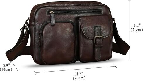 Genuine Leather Purse and Messenger Bag for Men Vintage Leather Shoulder Bag Briefcase Crossbody Satchel Bags with Strap in Saudi Arabia
