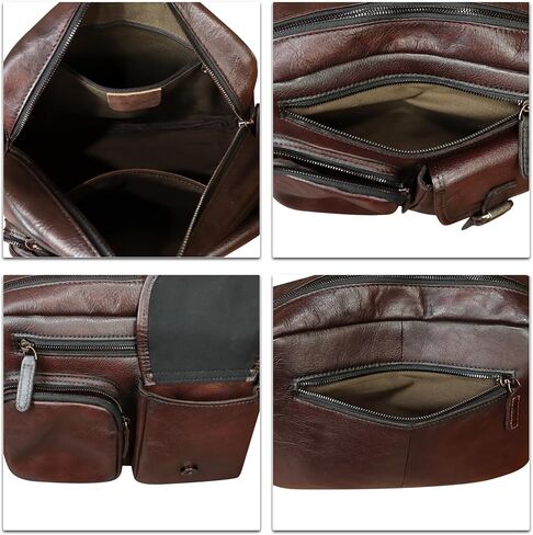 Genuine Leather Purse and Messenger Bag for Men Vintage Leather Shoulder Bag Briefcase Crossbody Satchel Bags with Strap in Saudi Arabia