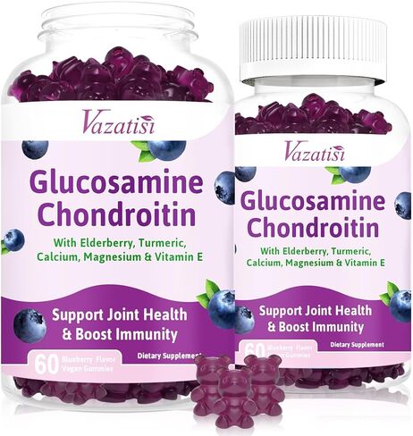 2 Pack Glucosamine Chondroitin Gummies - Glucosamine Chondroitin with MSM, Elderberry, Turmeric, Joint Support Supplement for Adults, Men & Women - Blueberry Flavor, 120 Cts in Kuwait