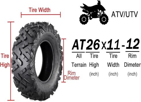 26x11-12 TL ATV/UTV Tire, 6 PR 26x11x12 All Terrain Off-Road Tires Tubeless- Set of 2 in Saudi Arabia