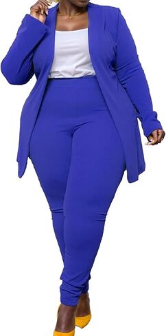 زائد حجم السراويل العمل غير الرسمية بدلة مجموعة السترة المزروعة سراويل المجهزة in Kuwait