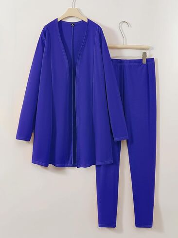 زائد حجم السراويل العمل غير الرسمية بدلة مجموعة السترة المزروعة سراويل المجهزة in Kuwait