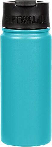 FIFTY/FIFTY 16oz, Double Wall Vacuum Insulated Café Water Bottle, Stainless Steel, Flip Cap w/ Wide Mouth, Cherry Red, 16oz/473ml, (V16003RD0) in Saudi Arabia