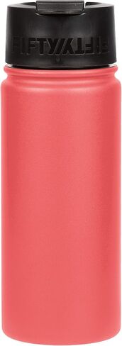 FIFTY/FIFTY 16oz, Double Wall Vacuum Insulated Café Water Bottle, Stainless Steel, Flip Cap w/ Wide Mouth, Cherry Red, 16oz/473ml, (V16003RD0) in Saudi Arabia