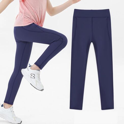 Girls' Active Leggings Kids Dance Running Yoga Pants Stretchy High Waist Tight Pants with Pockets 5-11Y in Saudi Arabia