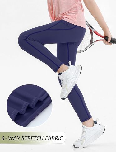 Girls' Active Leggings Kids Dance Running Yoga Pants Stretchy High Waist Tight Pants with Pockets 5-11Y in Saudi Arabia