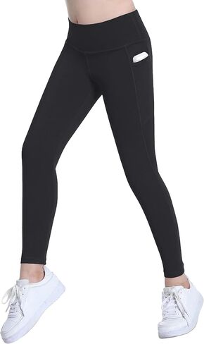 Girls' Active Leggings Kids Dance Running Yoga Pants Stretchy High Waist Tight Pants with Pockets 5-11Y in Kuwait