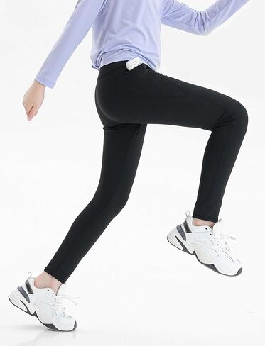 Girls' Active Leggings Kids Dance Running Yoga Pants Stretchy High Waist Tight Pants with Pockets 5-11Y in Kuwait