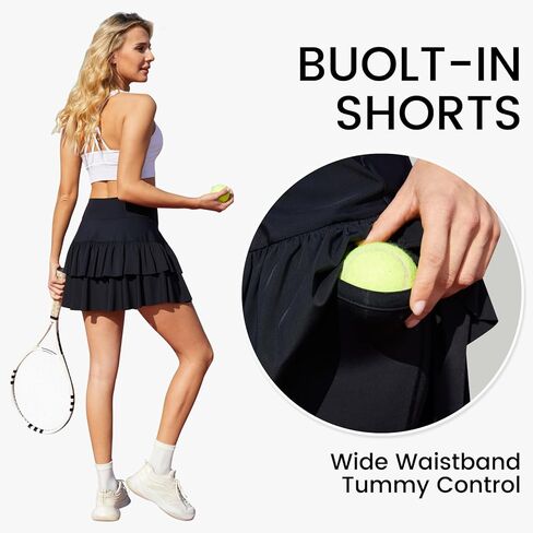 SEMARO Womens Tennis Athletic Golf Skorts Skirts Crossover High Waisted Running Workout Skorts with Pockets in Kuwait