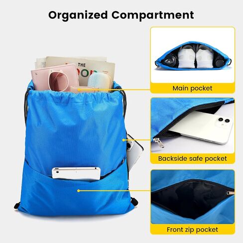 Vorspack Drawstring Backpack Water Resistant String Bag Sports Sackpack Gym Sack with Side Pocket for Men Women in Kuwait
