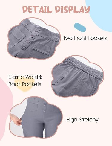 Flygo Girls Flare Yoga Pants Kids High Waisted Multiple Pockets Bell Bottoms Button Bootcut Stretchy Pants in Saudi Arabia