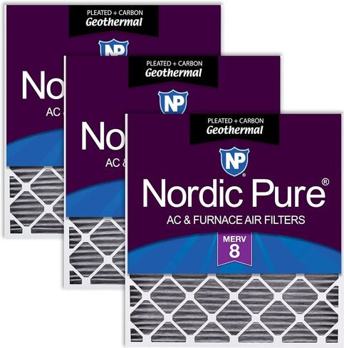 Nordic Pure 30x36x2 (29 1/2 x 35 3/4 x 1 3/4) الطاقة الحرارية الأرضية MERV 10 مطوي بالإضافة إلى مرشحات هواء فرن التيار المتردد الكربوني 3 عبوات in Kuwait