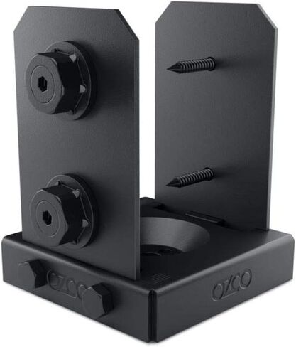 Ozco 56671 Laredo Sunset 6 بوصة × 6 بوصة قاعدة عمود مرتفعة مع سرج سكة واحدة، فولاذ مجلفن أسود (مجموعة واحدة لكل عبوة) in Kuwait