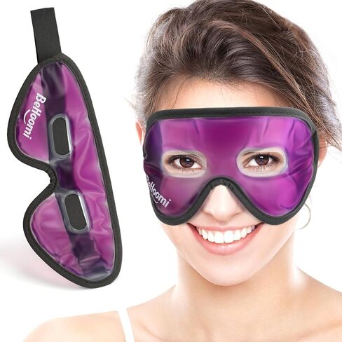 Cooling Eye Mask, Gel Eye Mask with Holes, Reusable Ice Mask, Cool Eye Ice Pack, Comfort Snug Fit, No Freeze, Cold Eye Compress for Home, Office, Relaxation, Morning Refreshment, Purple in Kuwait