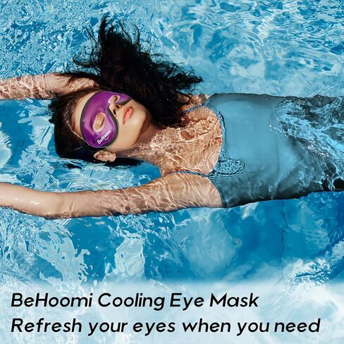 Cooling Eye Mask, Gel Eye Mask with Holes, Reusable Ice Mask, Cool Eye Ice Pack, Comfort Snug Fit, No Freeze, Cold Eye Compress for Home, Office, Relaxation, Morning Refreshment, Purple in Kuwait