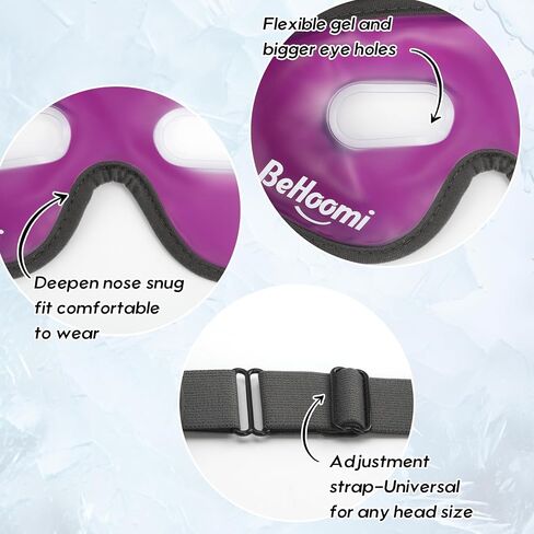 Cooling Eye Mask, Gel Eye Mask with Holes, Reusable Ice Mask, Cool Eye Ice Pack, Comfort Snug Fit, No Freeze, Cold Eye Compress for Home, Office, Relaxation, Morning Refreshment, Purple in Kuwait