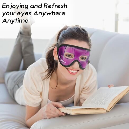 Cooling Eye Mask, Gel Eye Mask with Holes, Reusable Ice Mask, Cool Eye Ice Pack, Comfort Snug Fit, No Freeze, Cold Eye Compress for Home, Office, Relaxation, Morning Refreshment, Purple in Kuwait