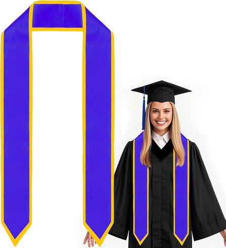 SUMERSHA Graduation Stole Unisex Adult Graduation Sash 72 inch Plain Honor Satin Stole With Trim Graduation Class of 2025 in Saudi Arabia