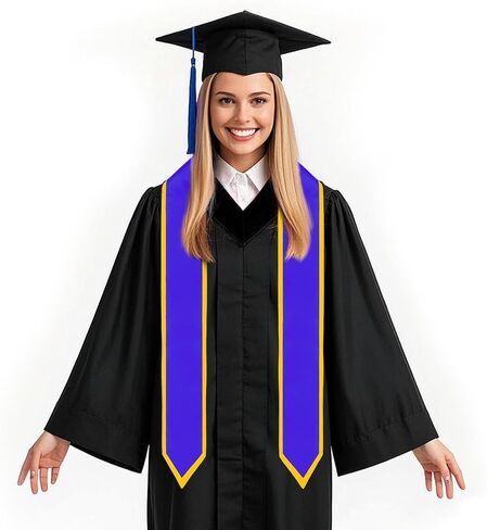 SUMERSHA Graduation Stole Unisex Adult Graduation Sash 72 inch Plain Honor Satin Stole With Trim Graduation Class of 2025 in Saudi Arabia