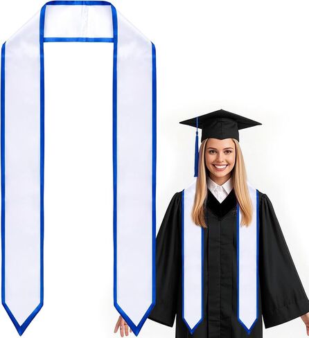 SUMERSHA Graduation Stole Unisex Adult Graduation Sash 72 inch Plain Honor Satin Stole With Trim Graduation Class of 2025 in Saudi Arabia