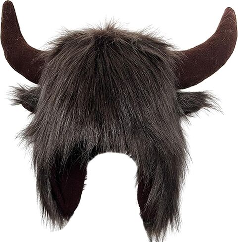 Winter Headwear with Cool Horns Suitable for Stage Shows Halloween Cosplay Stylish Furry Hat with Horns Headwear in Kuwait