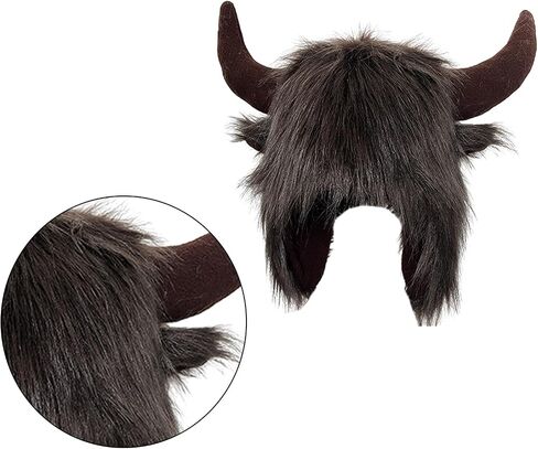 Winter Headwear with Cool Horns Suitable for Stage Shows Halloween Cosplay Stylish Furry Hat with Horns Headwear in Kuwait