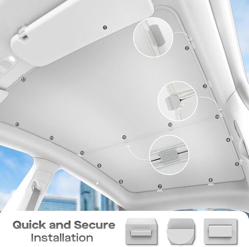 2024 سقف Sunshade Nonshade Non-SAG لنموذج Tesla Model y Glass Roof ، Sunshade قابلة للطي مع كيس تخزين ، عزل حراري الأشعة فوق البنفسجية يمنع فتحة السقف لعام 2021-2023 Tesla Model Y in Kuwait