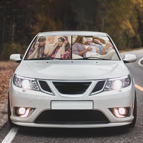 Car Windshield Sun Shade Umbrella, Black Eyes Windshield Sunshades with 360° Rotation Bendable Handle, Foldable Automotive Windshield Shades, Full Cover Sun Shade for Most Vehicles in Saudi Arabia