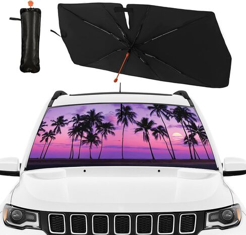 Car Windshield Sun Shade Umbrella, Black Eyes Windshield Sunshades with 360° Rotation Bendable Handle, Foldable Automotive Windshield Shades, Full Cover Sun Shade for Most Vehicles in Saudi Arabia