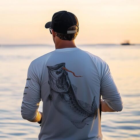 قمصان الصيد في باليث للرجال طويل الأكمام UPF 50+ T Shirt حماية أشعة الشمس تي شيرت الأشعة فوق البنفسجية in Kuwait