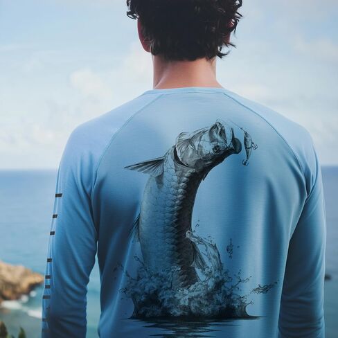 قمصان الصيد في باليث للرجال طويل الأكمام UPF 50+ T Shirt حماية أشعة الشمس تي شيرت الأشعة فوق البنفسجية in Kuwait