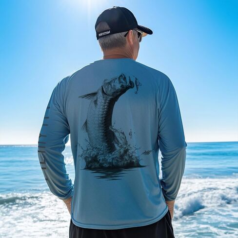 قمصان الصيد في باليث للرجال طويل الأكمام UPF 50+ T Shirt حماية أشعة الشمس تي شيرت الأشعة فوق البنفسجية in Kuwait