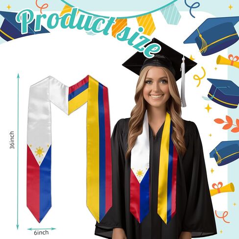 تخرج العلم المختلط سرق Sash Flag Graduation Sash للتخرج الدولي 72 "طويل in Kuwait