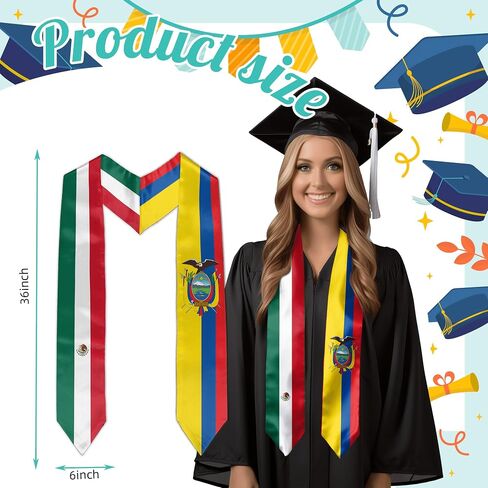 تخرج العلم المختلط سرق Sash Flag Graduation Sash للتخرج الدولي 72 "طويل in Kuwait