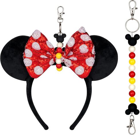 Mouse Ear Holder for Backpack Beaded Lanyard Keychain Park Trip Essentials Headband Holder Display Hanging Decor in Saudi Arabia