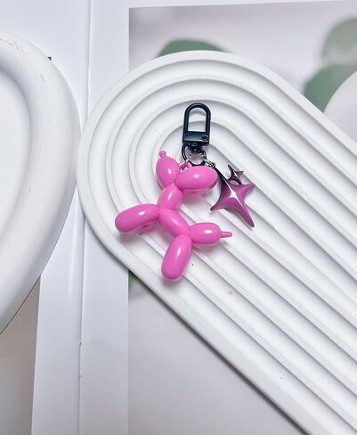 LAEKOU Cute Star Balloon Dog Keychain, Y2K Bag Charms Keychains Accessories for Women, Aesthetic Key Chain in Saudi Arabia