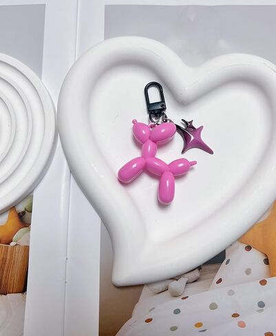 LAEKOU Cute Star Balloon Dog Keychain, Y2K Bag Charms Keychains Accessories for Women, Aesthetic Key Chain in Saudi Arabia