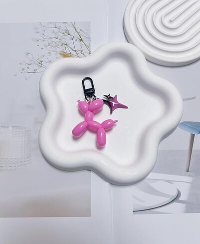 LAEKOU Cute Star Balloon Dog Keychain, Y2K Bag Charms Keychains Accessories for Women, Aesthetic Key Chain in Saudi Arabia