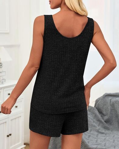 Imily Bela Womens Pajama Sets 2 Piece Sleeveless Summer Pjs Ribbed Knit Tank Top and Shorts Cute Lounge Sleepwear in Saudi Arabia
