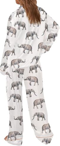 SHESHOW Satin Pajamas Set for Women Set Long Sleeve Button Down Pjs Sets 2 Piece Loungewear Animal Sleepwear XS-XXL in Saudi Arabia