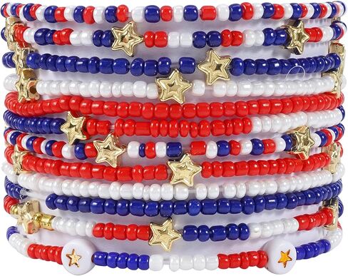 Ardorchid USA Flag Bracelets Valentine's Day Heishi Bracelets St. Patrick's Mardi Gras Beaded Bracelets Easter Rainbow Juneteenth Rasta Bracelets in Saudi Arabia