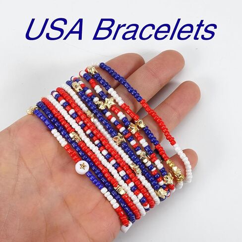 Ardorchid USA Flag Bracelets Valentine's Day Heishi Bracelets St. Patrick's Mardi Gras Beaded Bracelets Easter Rainbow Juneteenth Rasta Bracelets in Saudi Arabia
