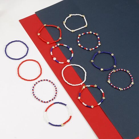 Ardorchid USA Flag Bracelets Valentine's Day Heishi Bracelets St. Patrick's Mardi Gras Beaded Bracelets Easter Rainbow Juneteenth Rasta Bracelets in Saudi Arabia